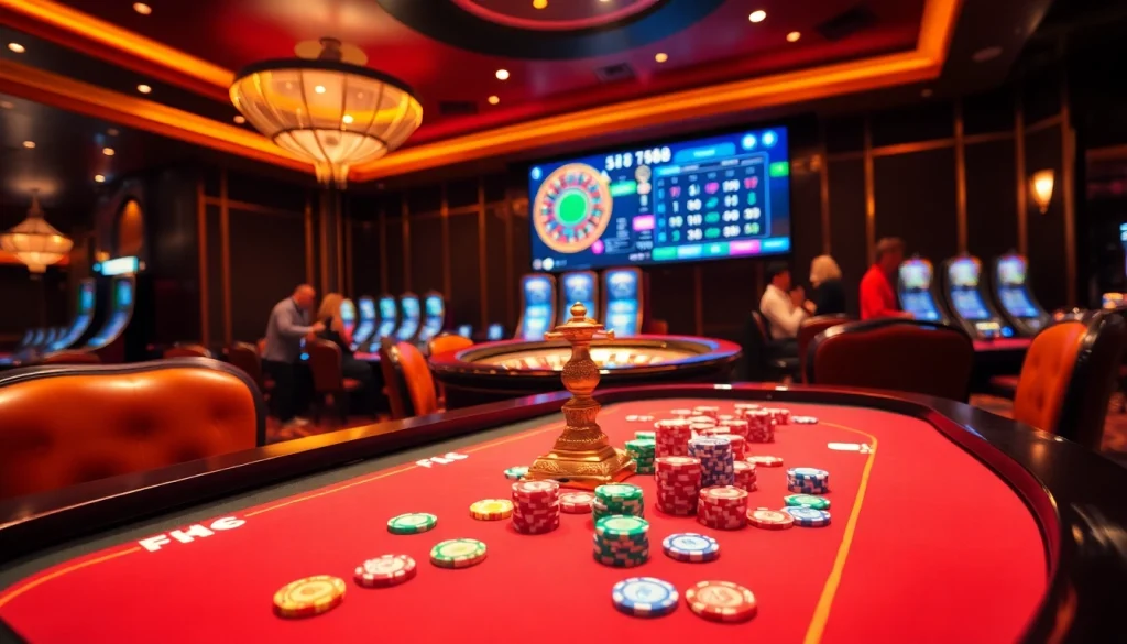 Experience the thrill at five88 with vibrant gaming tables and excited players.