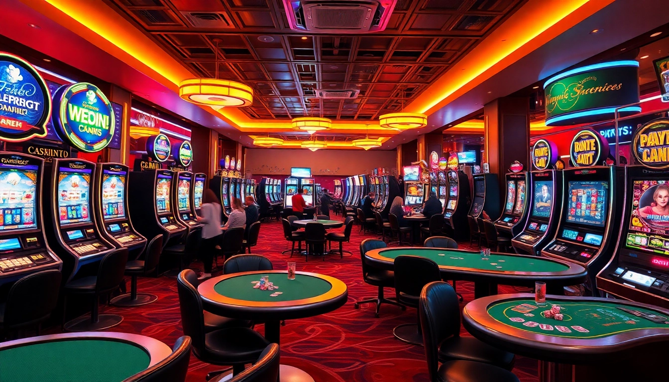 Jouer au meilleur casino en ligne avec des machines à sous et des tables de jeu lumineuses.