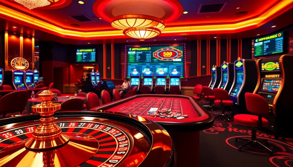 Experience thrilling games at https://red88.day/ with vibrant casino tables and excited players.