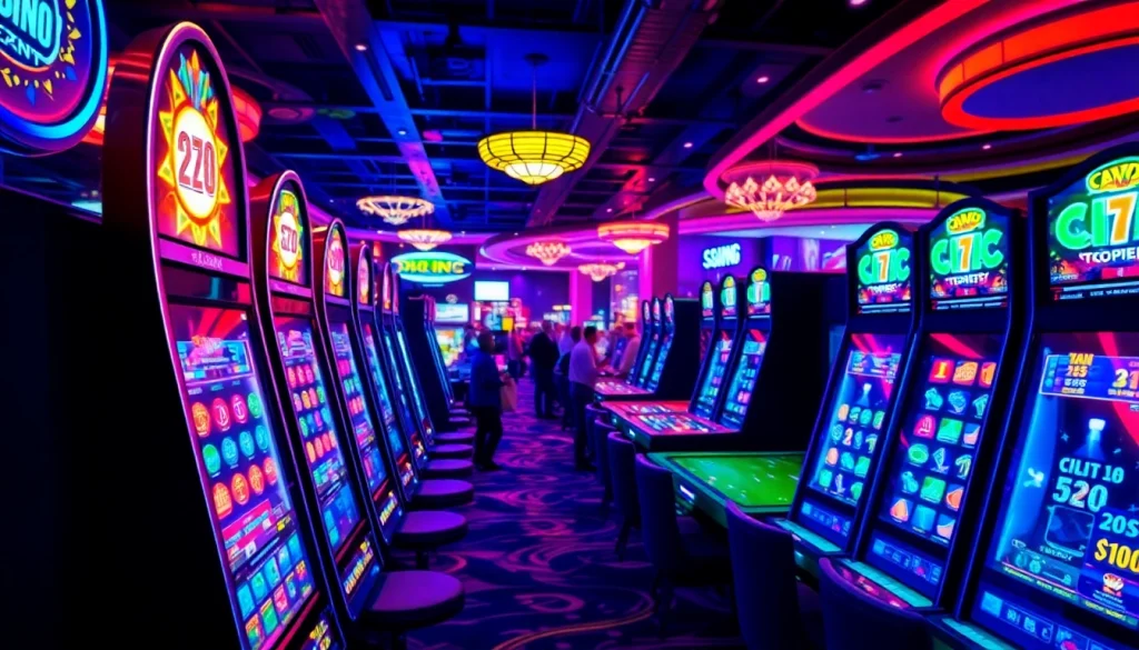 Profitez de l'excitation d'un casino en ligne avec des joueurs actifs et des machines à sous lumineuses.