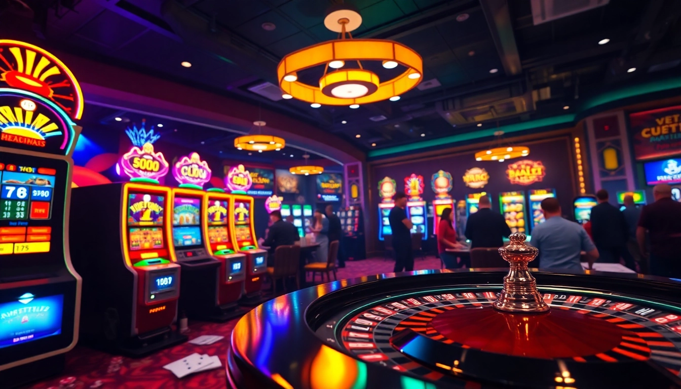 Jouer au casino en ligne avec des lumières vives et une ambiance énergique.