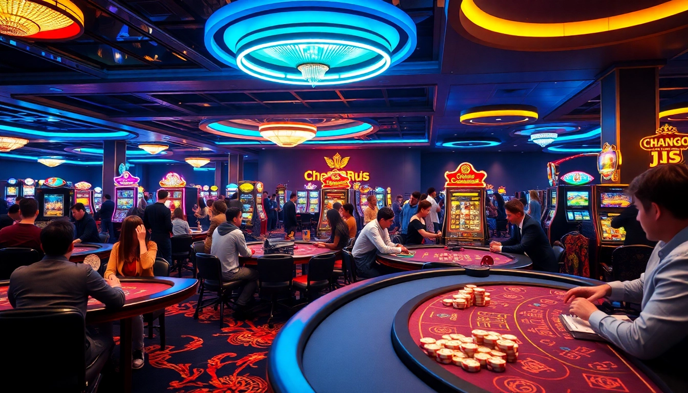 Les joueurs participants à des jeux passionnants au casino en ligne dans une ambiance animée.