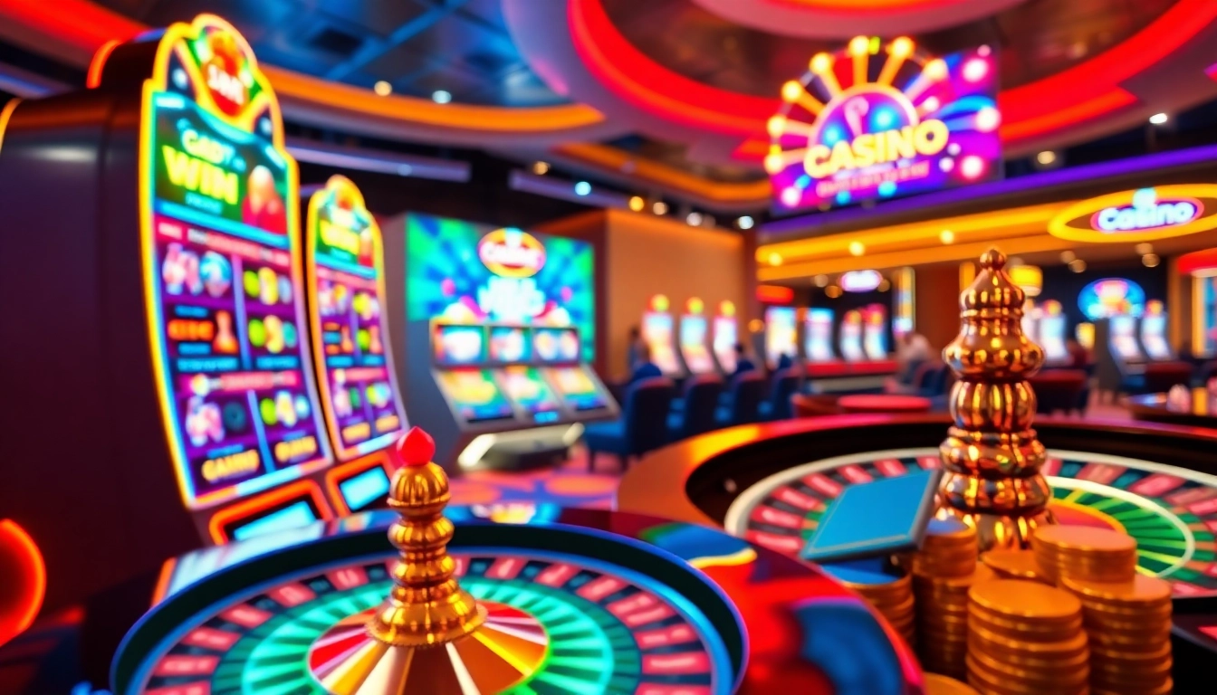 Casino en ligne retrait immédiat célébrés par un joueur joyeux avec des éléments de jeux vibrant.