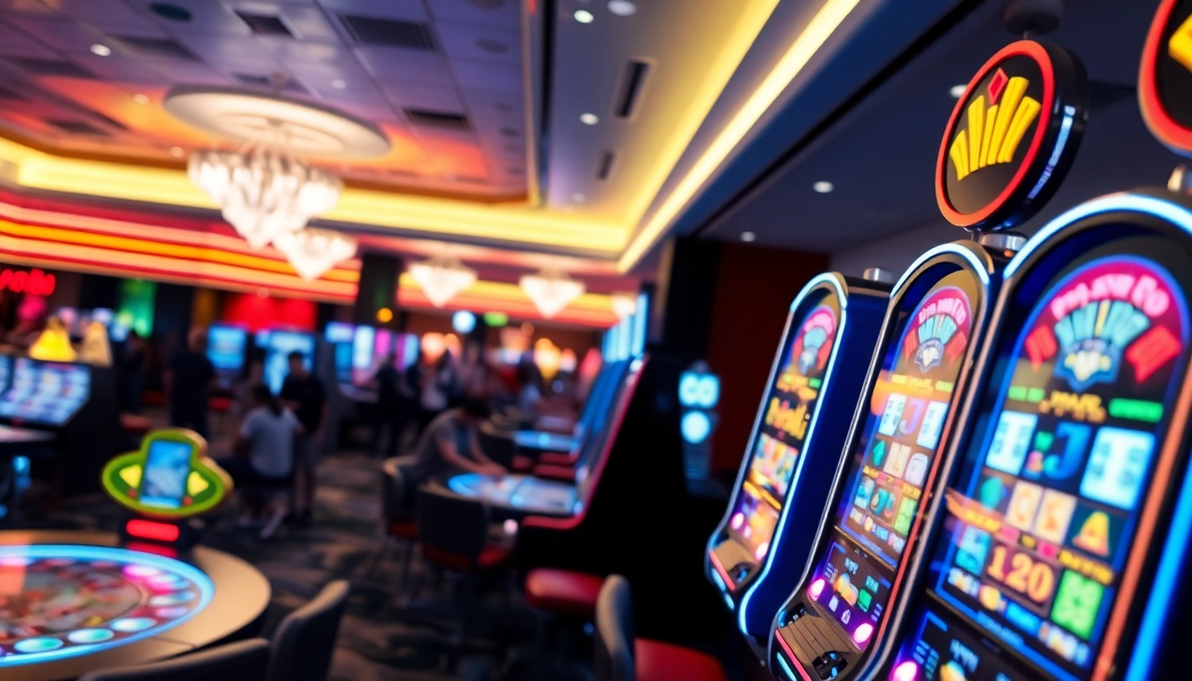 Jouer au casino en ligne dans un environnement numérique avec des machines à sous lumineuses et modernes.