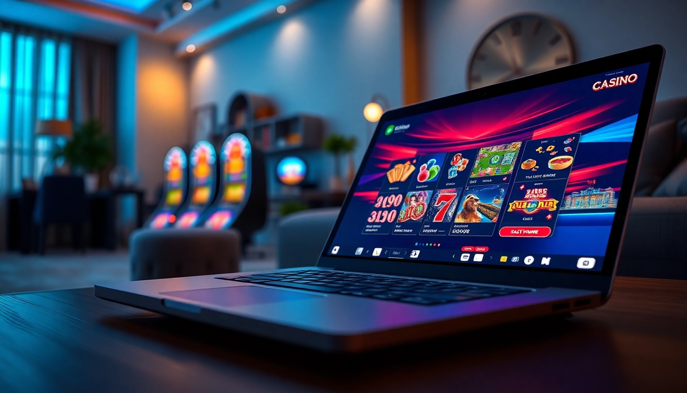 Jouez dans un nouveau casino en ligne avec une interface moderne sur un ordinateur portable.