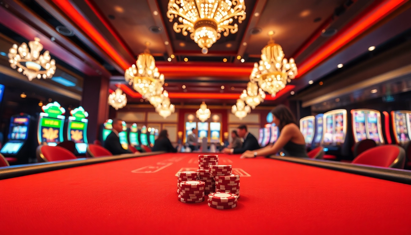 Joueurs concentrés sur un jeu de poker dans un casino en ligne animé.