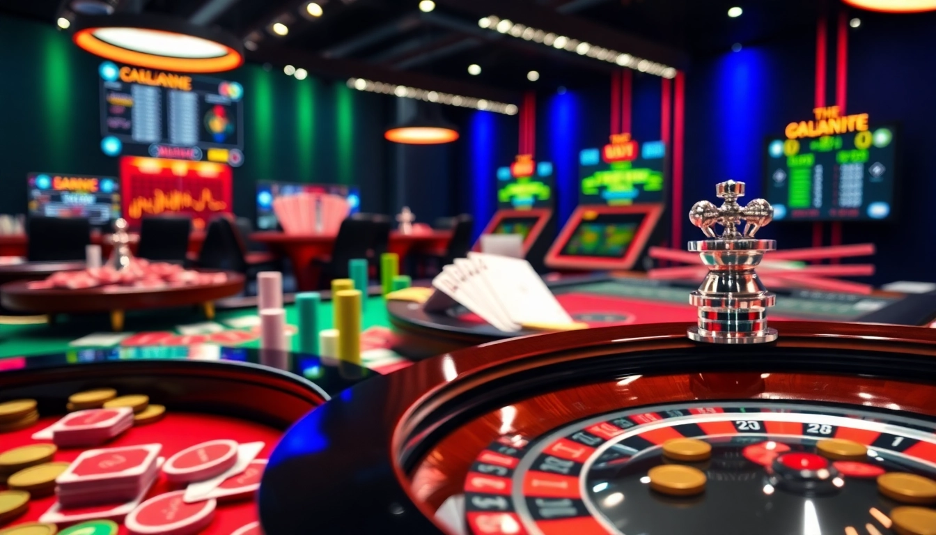 Profitez de l'excitation du casino en ligne avec des cartes colorées et des roulettes en mouvement.