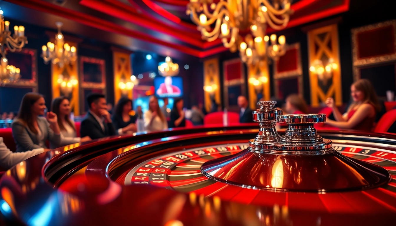 Engaging casino en ligne scene showcasing an exciting roulette table with players.