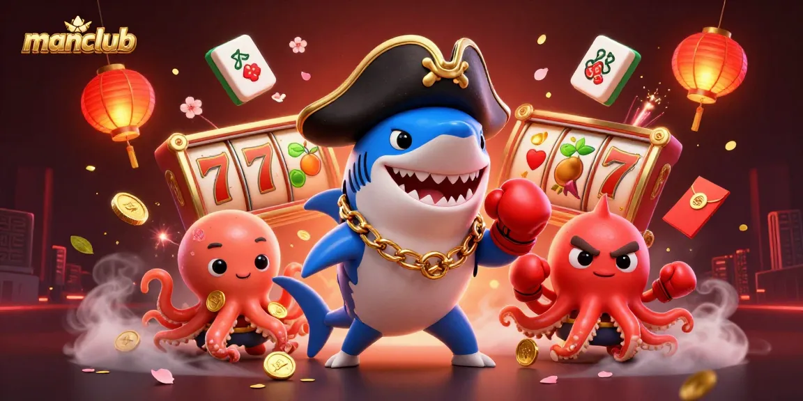 manclub showcases a thrilling pirate-themed casino adventure with vibrant slot elements and playful characters.