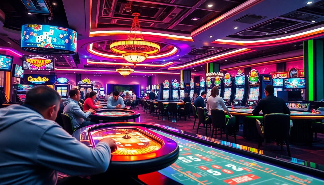 Jouez à des jeux passionnants de casino en ligne dans une ambiance dynamique et colorée.