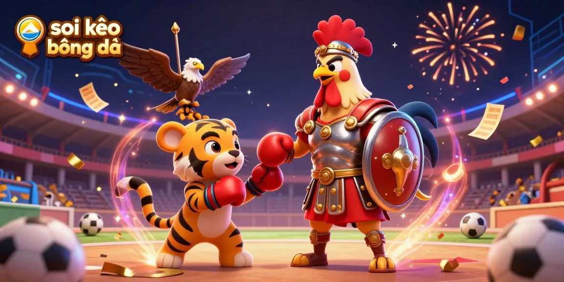 Experience thrilling soi kèo bóng đá with dynamic sports betting elements and energetic characters.