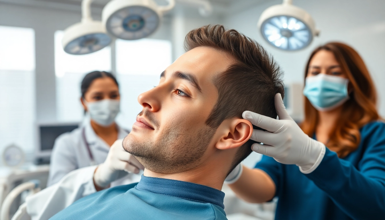 Estimation des coûts de prix greffe de cheveux avec des médecins dans une clinique moderne.