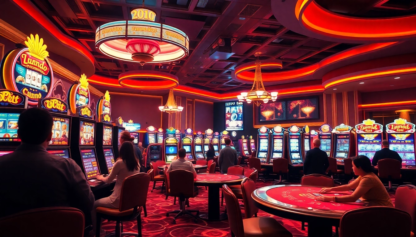 Jouez à des jeux passionnants chez un casino en ligne, ambiance lumineuse et animée.