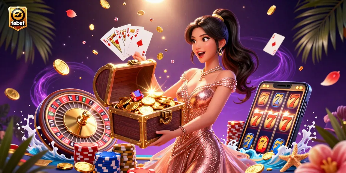 Experience the excitement of fabet with a dazzling treasure chest overflowing with gems and coins, showcasing winning opportunities.