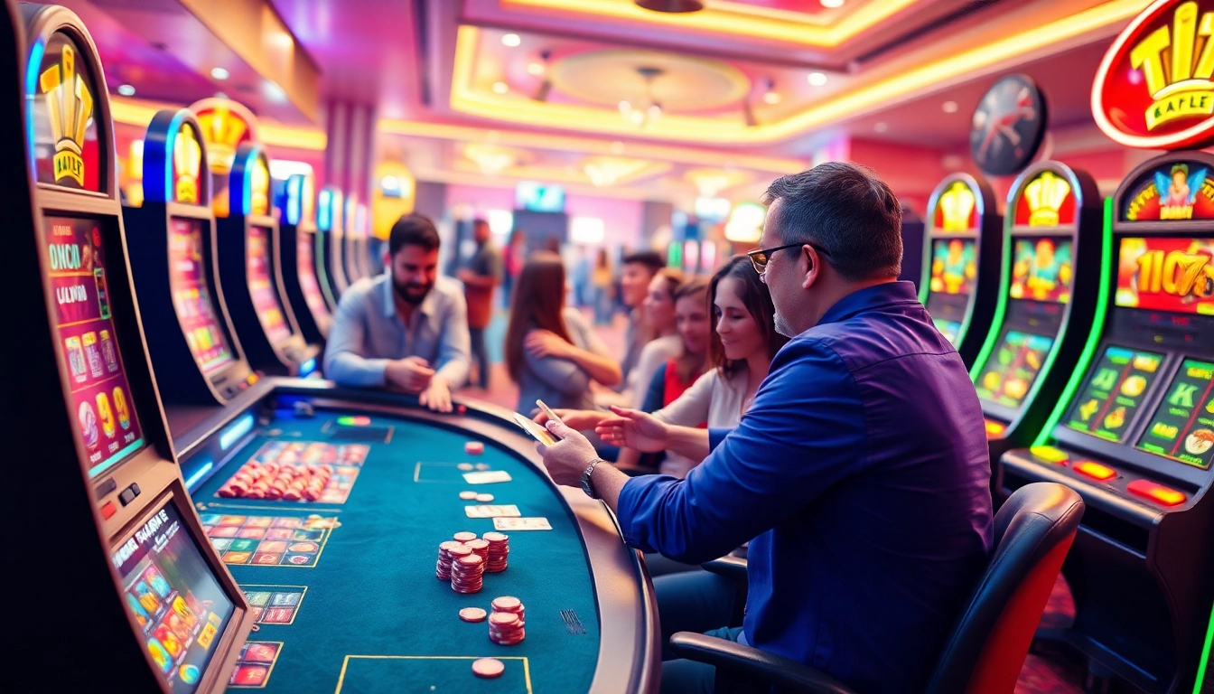 Découvrez des jeux de casino en ligne captivants avec des joueurs amusés et des couleurs vives.