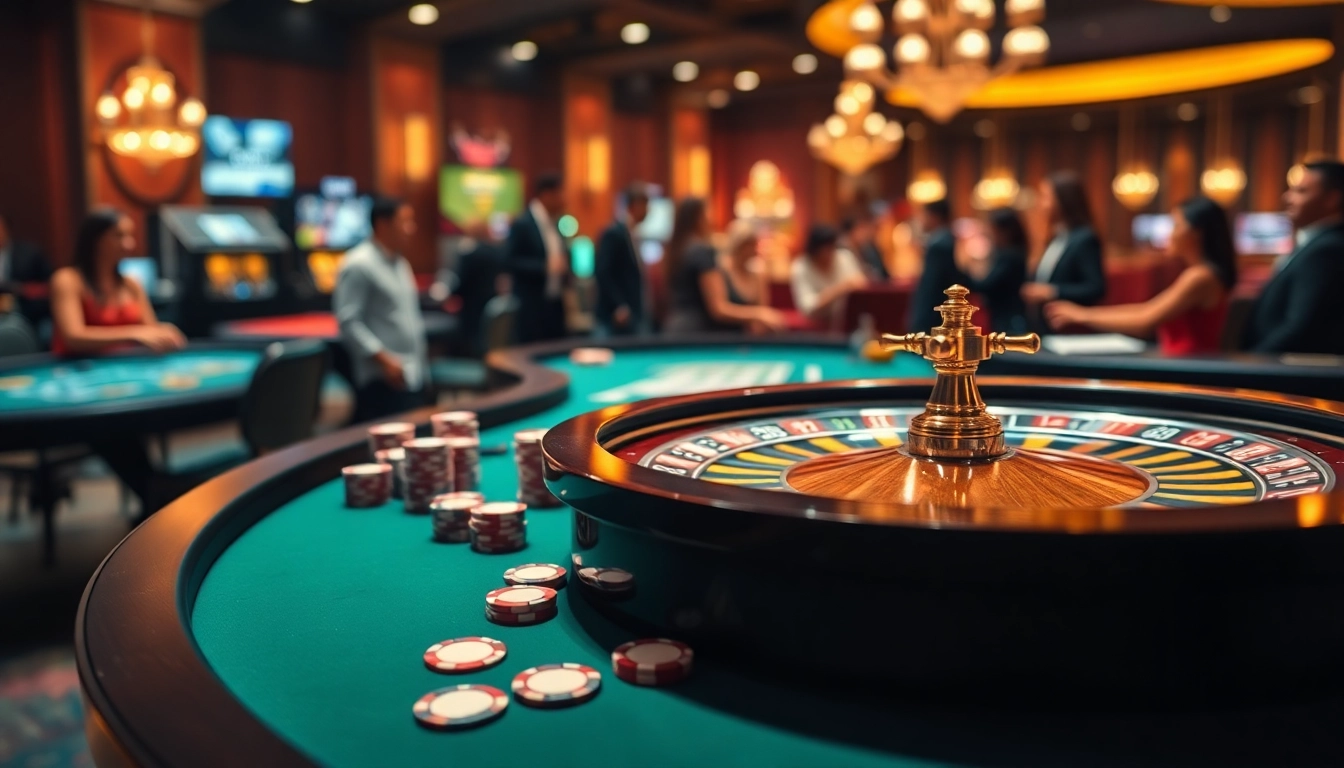 Jouer à casino en ligne avec ambiance excitante autour d'une table de roulette