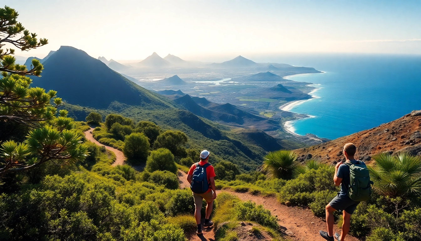 Découvrez les prairies verdoyantes des Canaries randonnées quelle île avec un randonneur admirant le paysage.