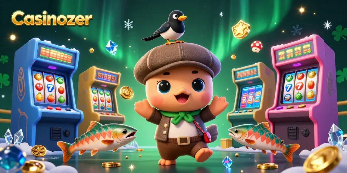 Participez à un divertissement de casino palpitant avec l'illustration 3D animée de Casinozer mettant en avant des éléments de jeu vibrants.