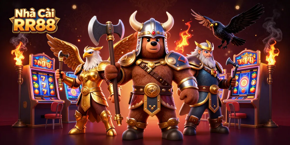 Experience thrilling games at Nhà Cái RR88 with vibrant slot machines and dynamic characters.