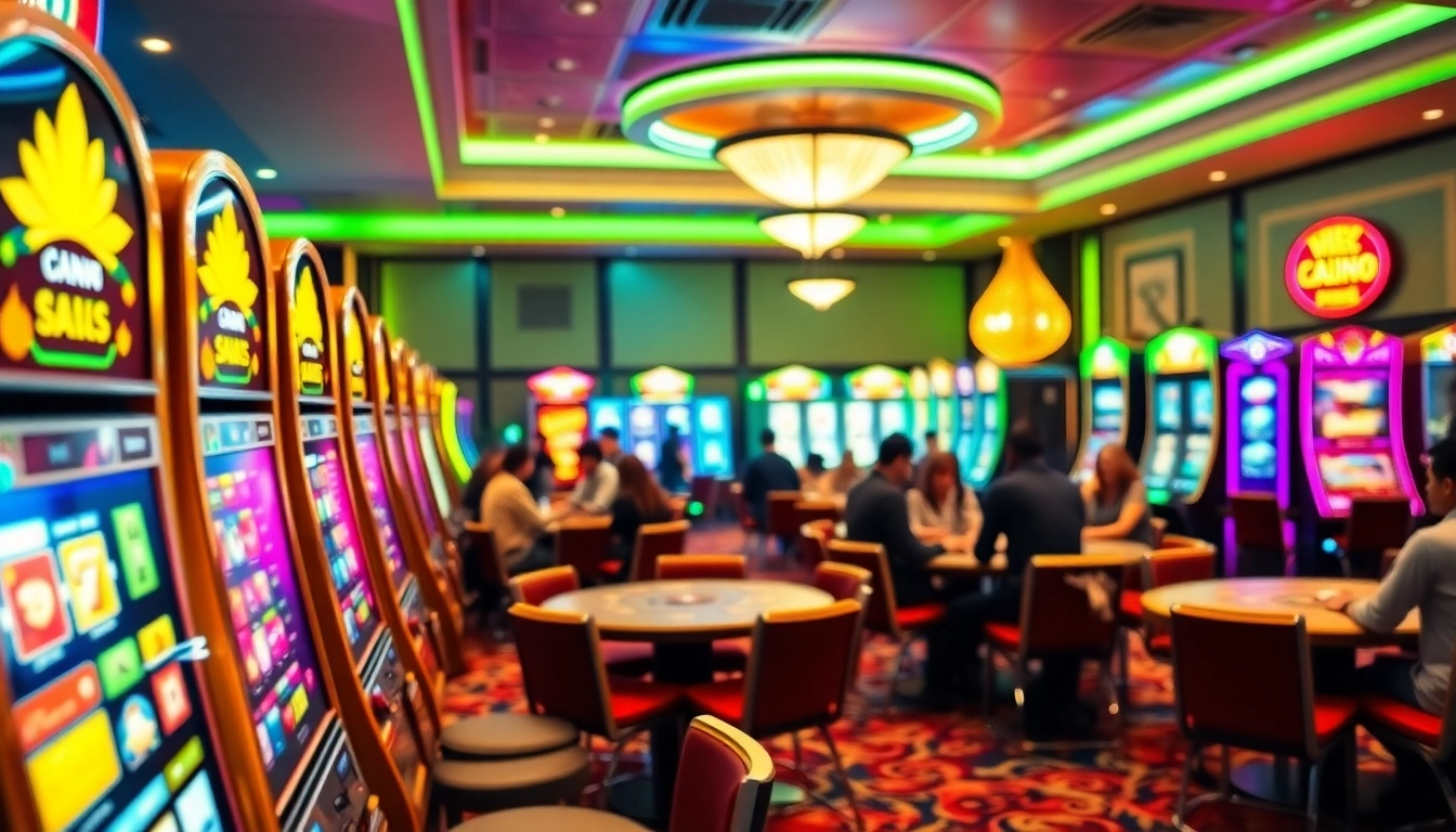 Jouer à des jeux de casino en ligne dans un cadre animé, avec des machines à sous et des tables de jeux.