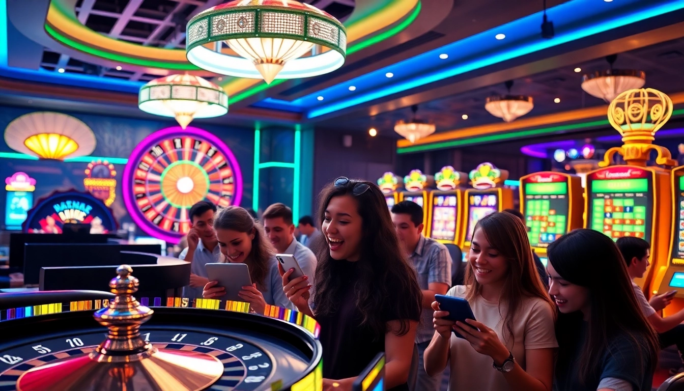 Jouer au casino en ligne avec une atmosphère vibrante et des joueurs diversifiés.