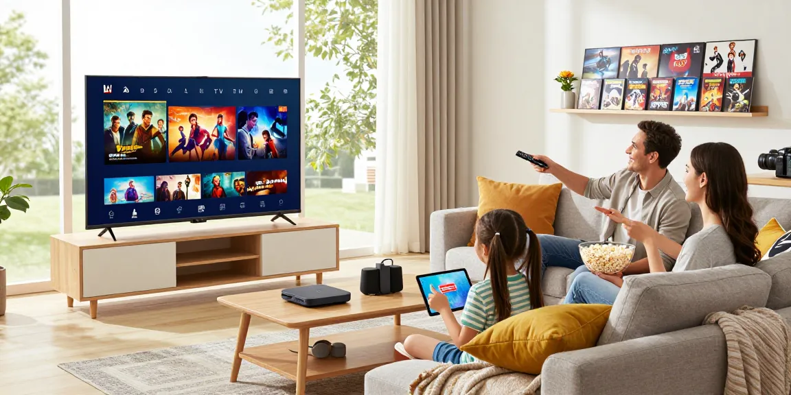 Family enjoying Atlas pro IPTV streaming in a cozy living room