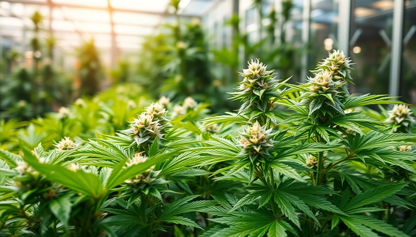 Discover premium EU Weed Strains For Sale in a vibrant greenhouse setting.