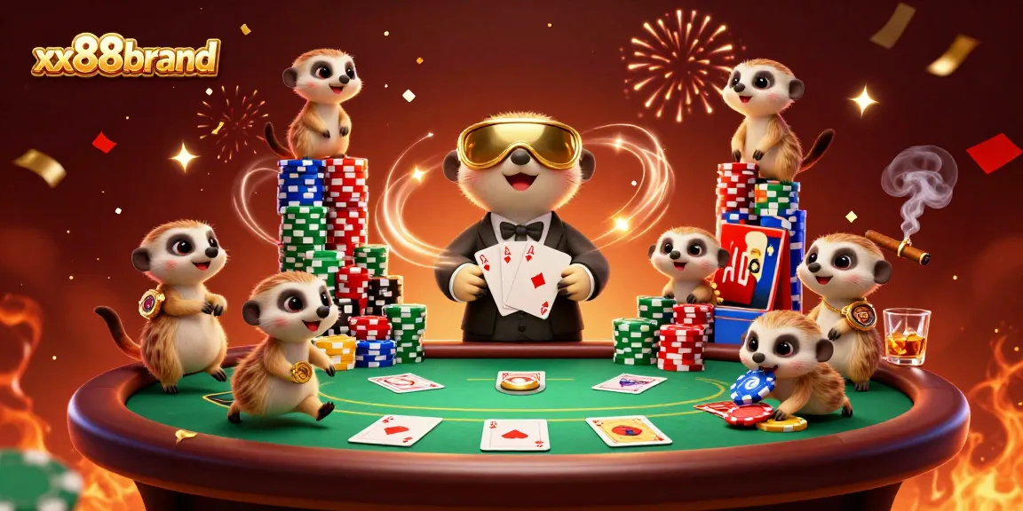 Experience the excitement of xx88brand with meerkats managing a vibrant casino scene.