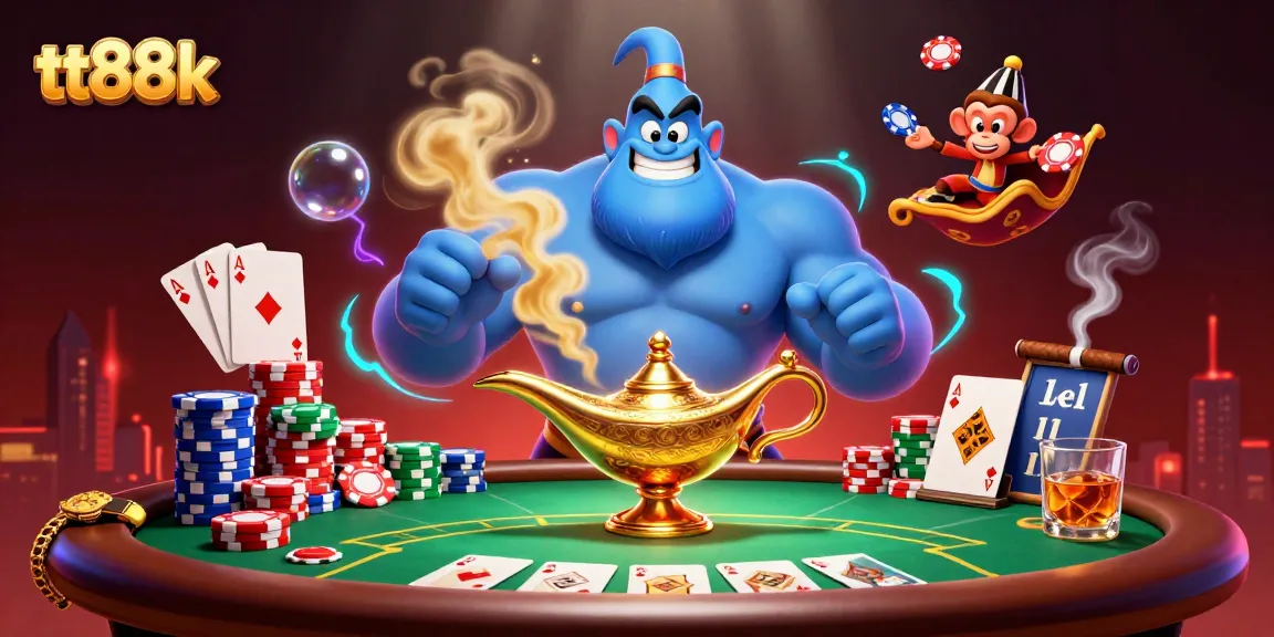 Play thrilling games at tt88k with an enchanting scene of poker chips and a vibrant casino atmosphere.