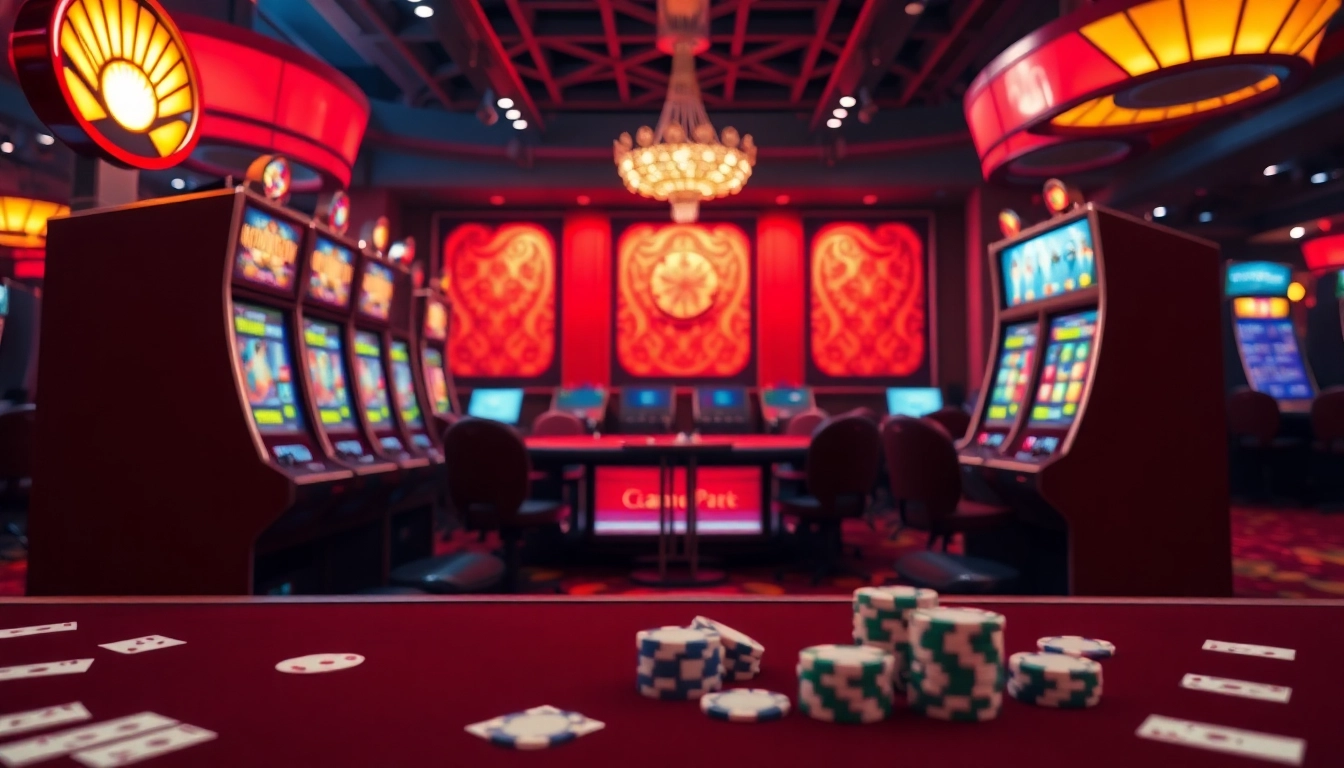 Un jeu de casino en ligne captivant avec des machines à sous colorées et une ambiance animée.