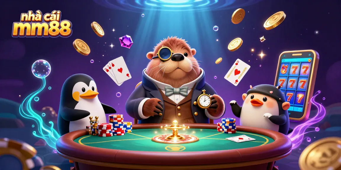 Engage in thrilling action at nhà cái mm88 with colorful chip stacks and dynamic casino elements.