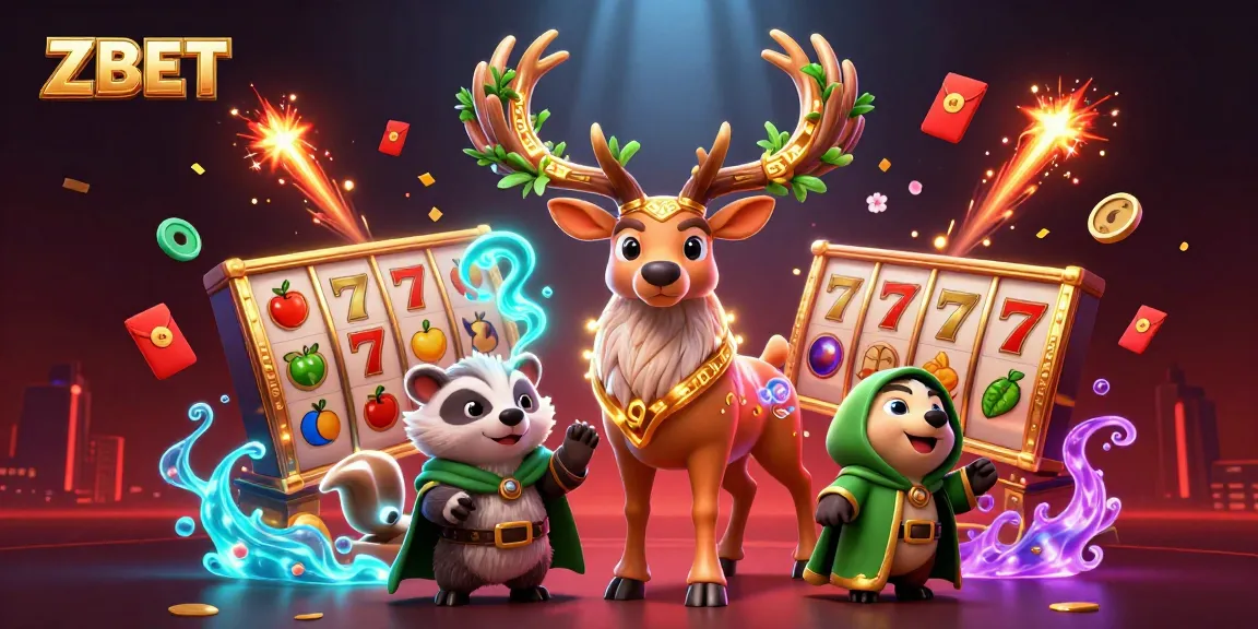 ZBET brings excitement to players with captivating 3D casino illustration featuring lucky symbols and vibrant characters.