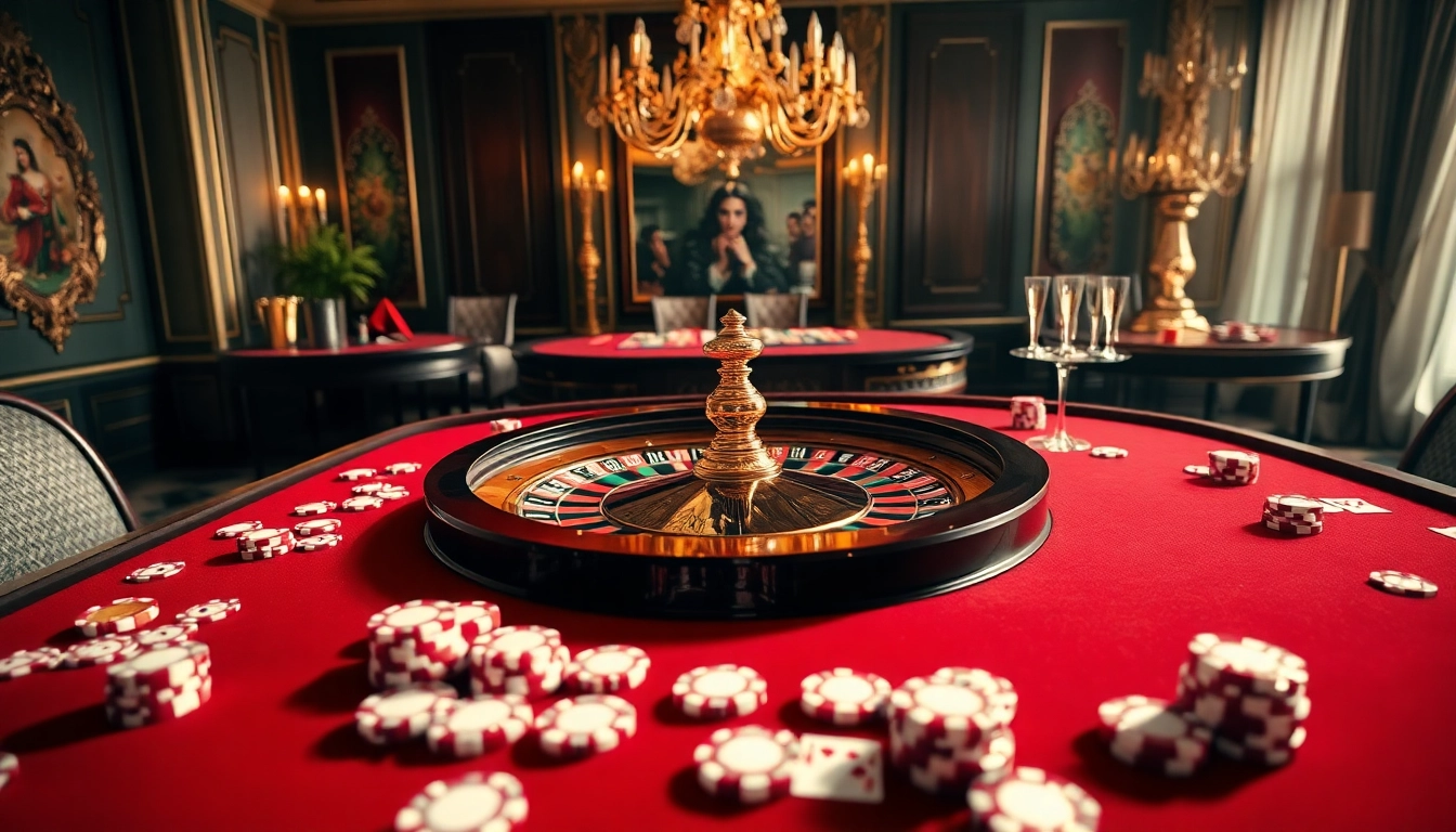 Profitez des meilleurs casino bonus avec une ambiance de jeu élégante autour d'une table de roulette.