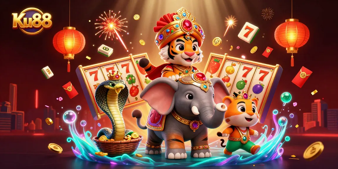 Experience the thrill of Ku88 with vibrant slot action and engaging characters in a colorful casino scene.
