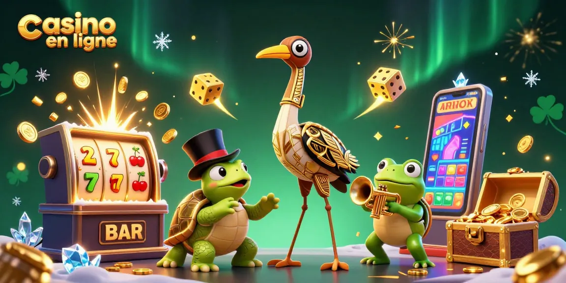 Découvrez le casino en ligne avec des machines à sous et un jackpot explosif dans une scène festive.