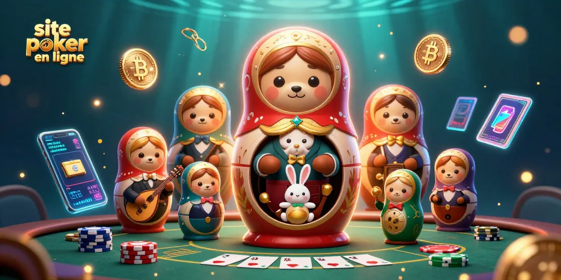 Jouez sur un site poker en ligne captivant avec notre illustration animée de personnages et éléments de jeu.