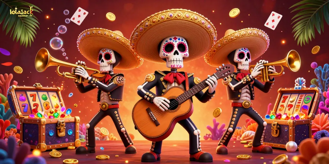 Experience thrill at lolajack casino fr with vibrant mariachi band and exciting gaming elements.