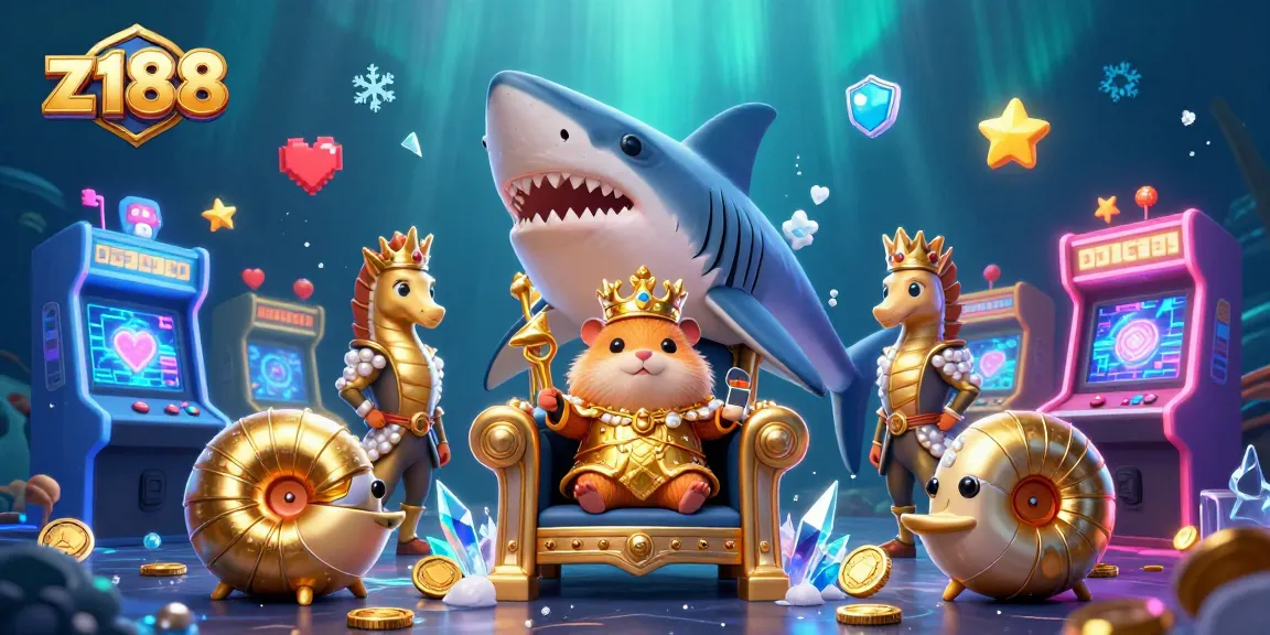 Experience excitement at z188 with a dynamic illustration of casino gaming, featuring a golden hamster king.