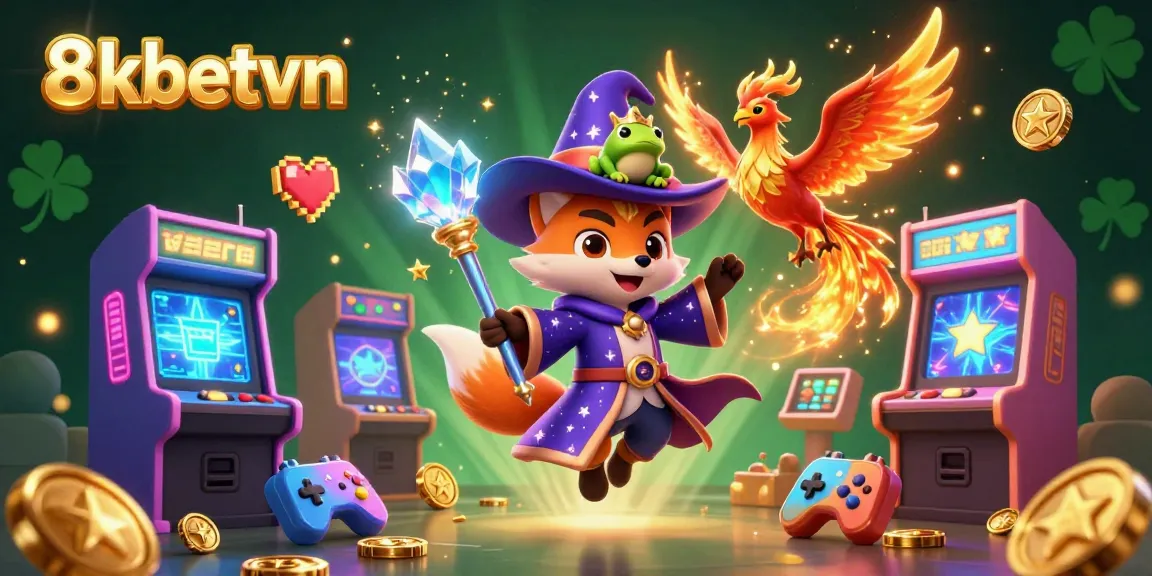 Engage with 8kbetvn's immersive online gaming experience, featuring a vibrant 3D casino scene.