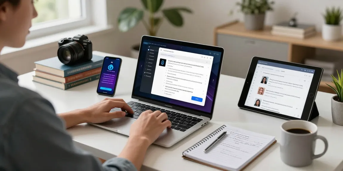Application espion montrant des alertes de sécurité sur ordinateur dans un bureau moderne et lumineux.
