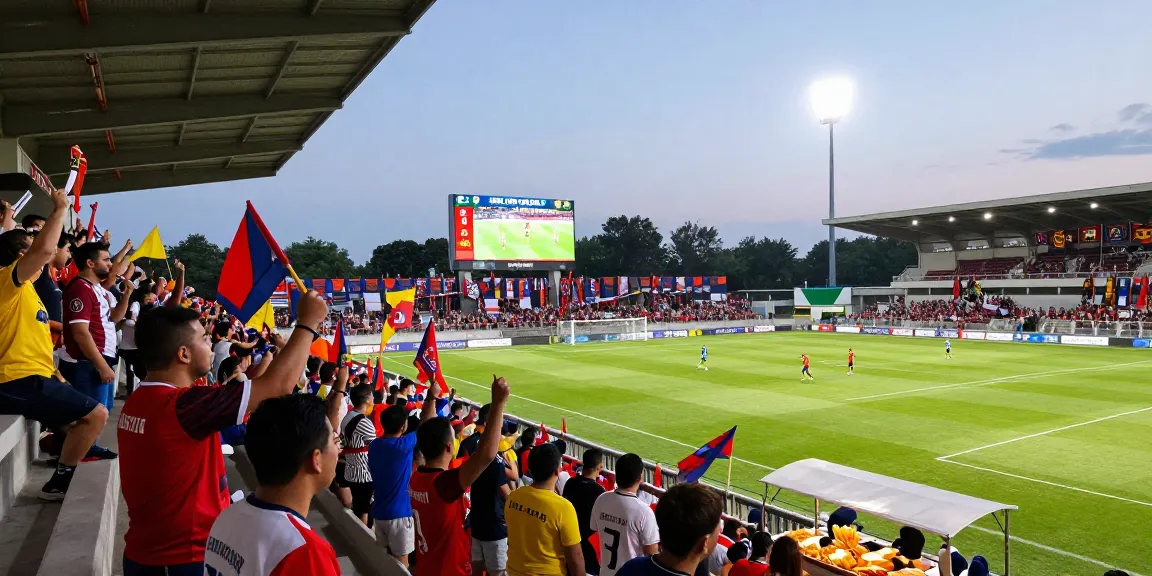 Match de football captivant avec les résultats de la Jupiler Pro League affichés, ambiance de stade animée et passion des fans.