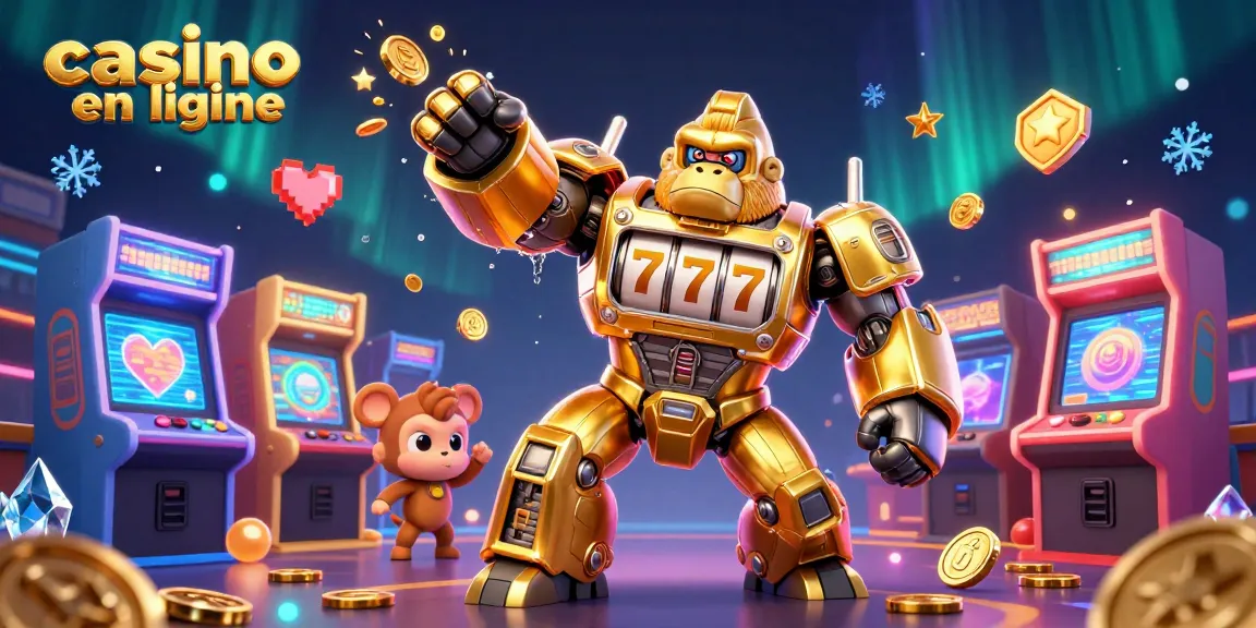 Gagnez avec casino en ligne en jouant sur un gorille mech transformateur entouré de machines à sous.