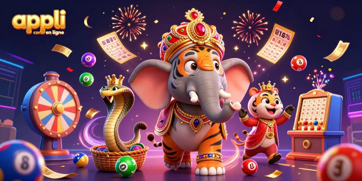 Appli casino en ligne avec le tigre maharaja, éléphant décoré et effets de loterie.