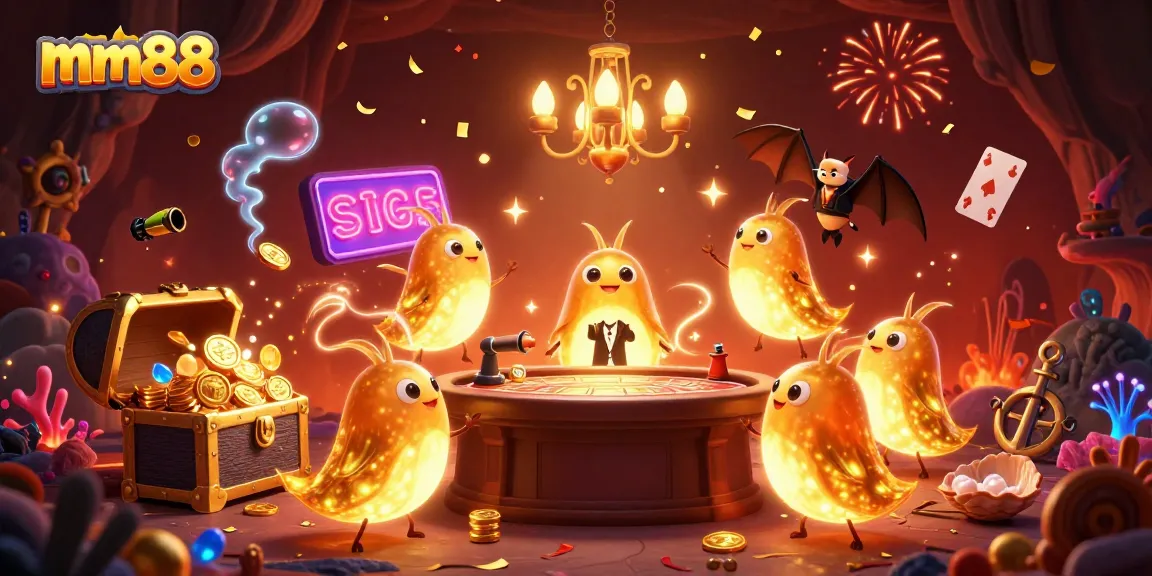 Explore exciting gameplay at mm88 with enchanting glowworms in a vibrant cave casino.