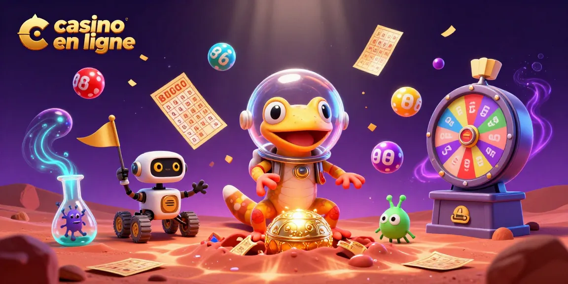 Jouez dans un casino en ligne vibrant avec une illustration colorée et des effets d'animation.