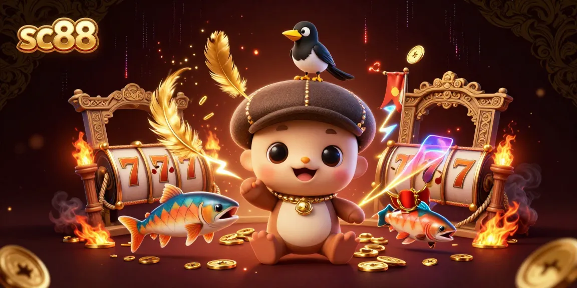 Engage in thrilling gameplay with sc88 in an enchanting casino illustration of fun characters.