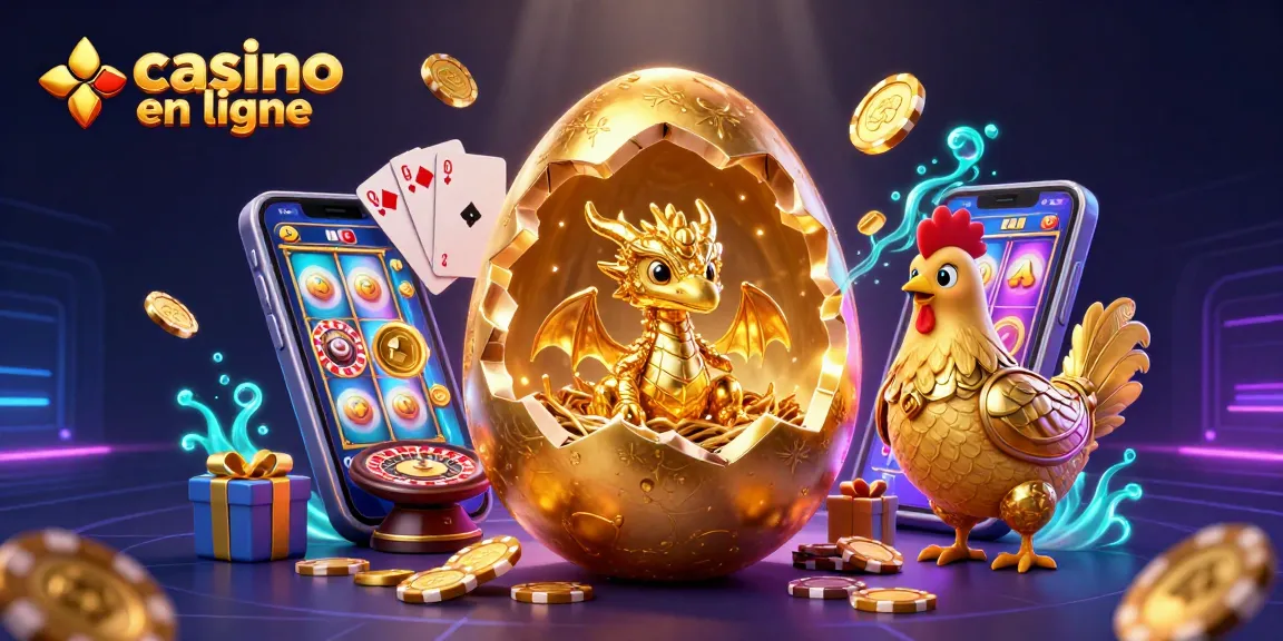 Jeu de casino en ligne avec dragon doré et accessoires détaillés pour attirer les joueurs.