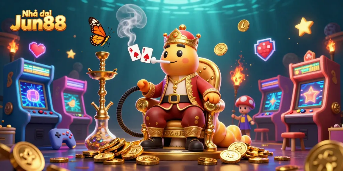 Engage in thrilling gameplay at Nhà cái Jun88, showcased with a vibrant casino illustration.