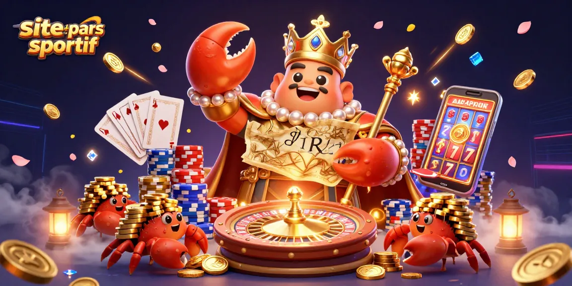 Pariez sur le meilleur site de paris sportif avec cet empereur crabe en or tenant un sceptre.