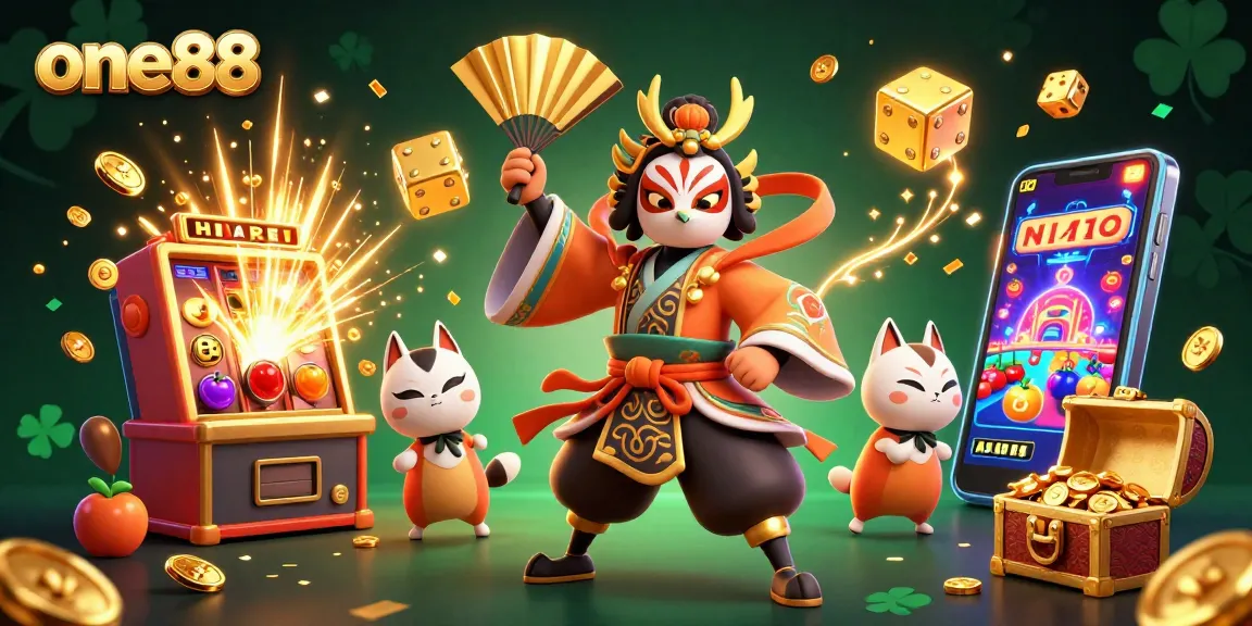Experience exciting wins at one88 with a vibrant 3D casino scene full of games and jackpots.